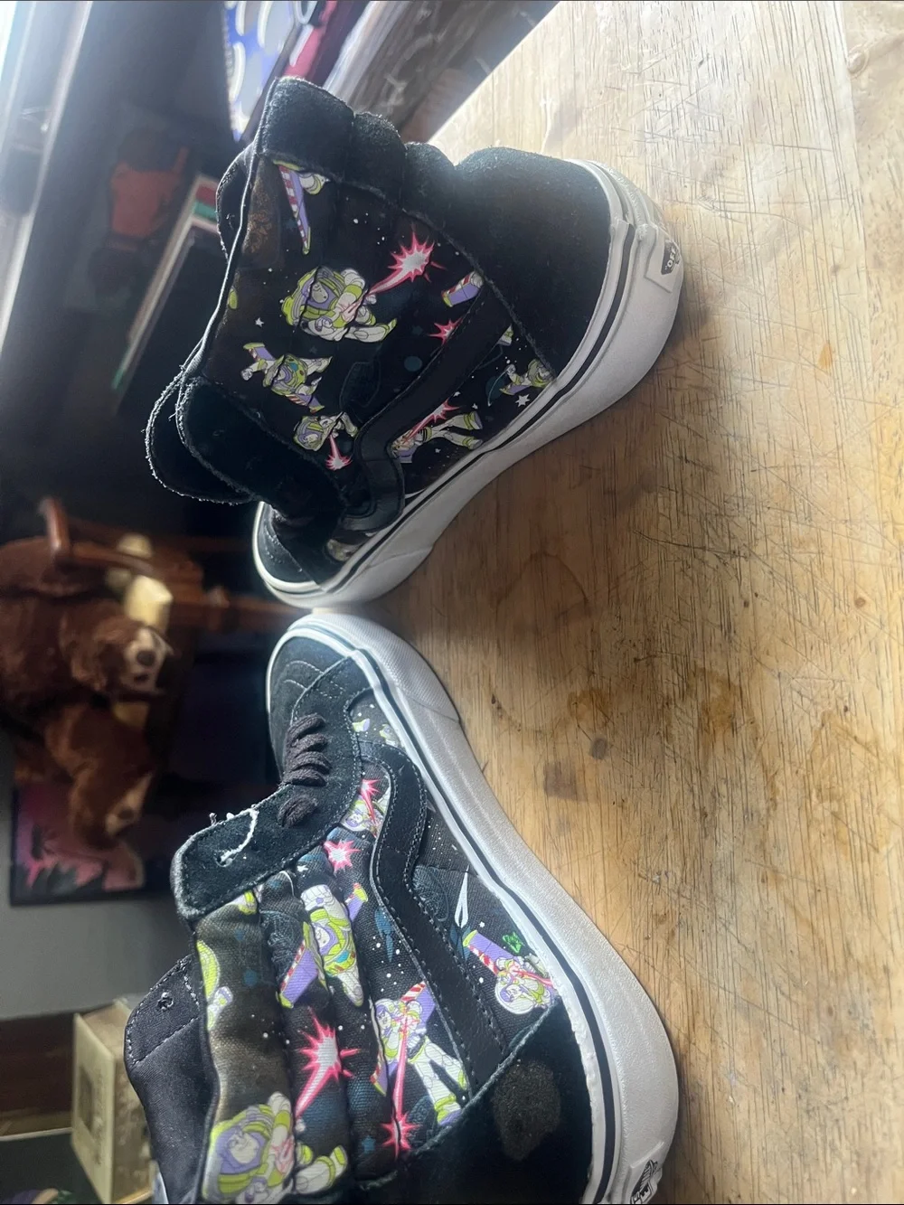Vans Kids Black High-Top Sneakers with Colorful Space Cartoon Print